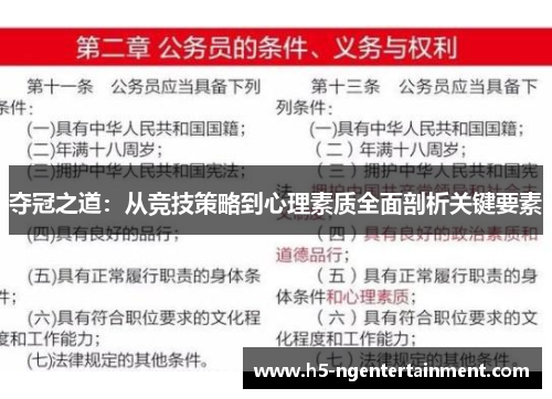 夺冠之道：从竞技策略到心理素质全面剖析关键要素